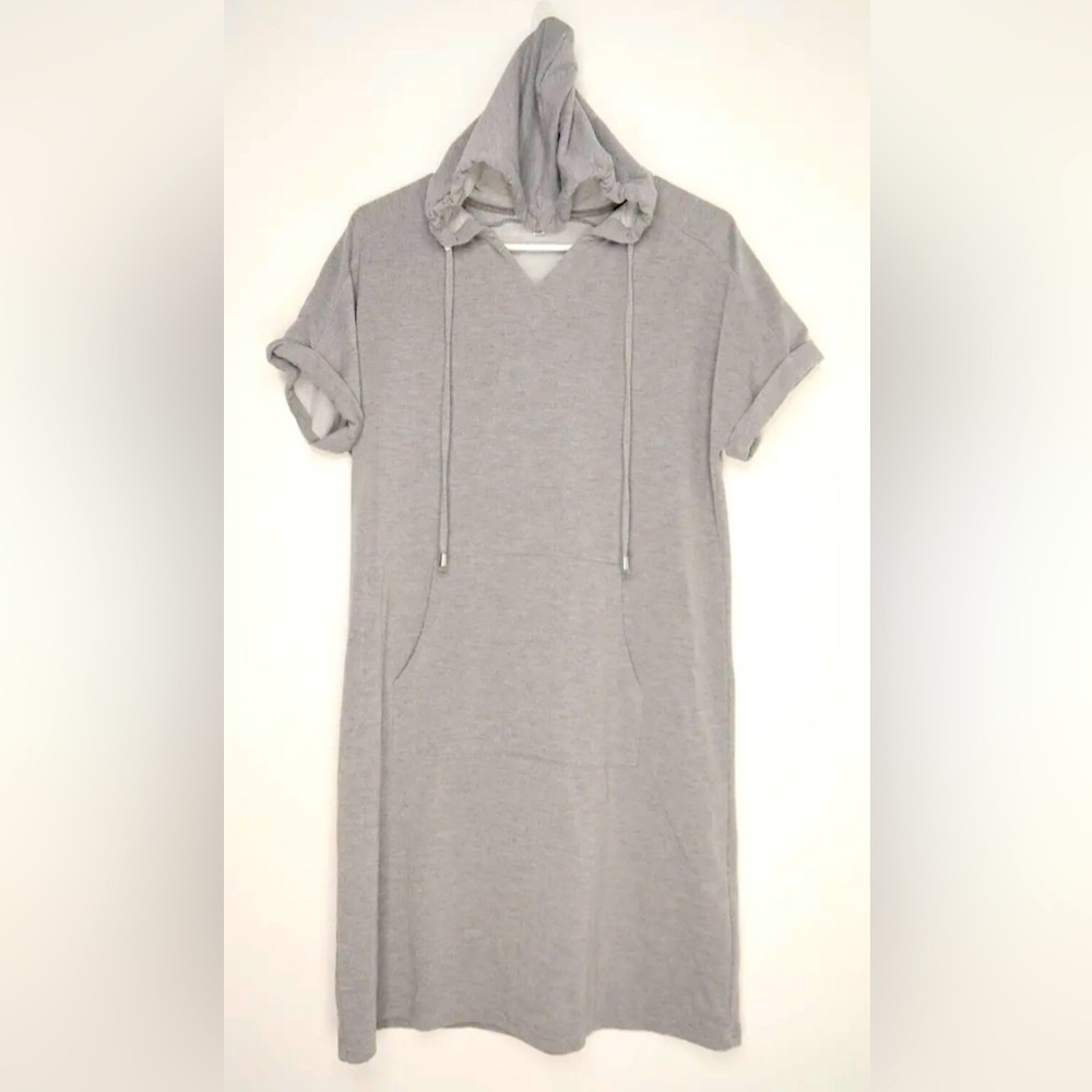 Nanette Lepore Oversized Pullover Hoodie Gray Short Sleeve Women’s Small